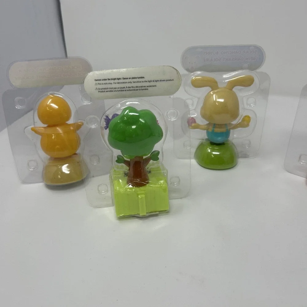 6 NEW Solar Dancing Figurines Spring Summer Themed Bunny, Chicks, Monkey Birds